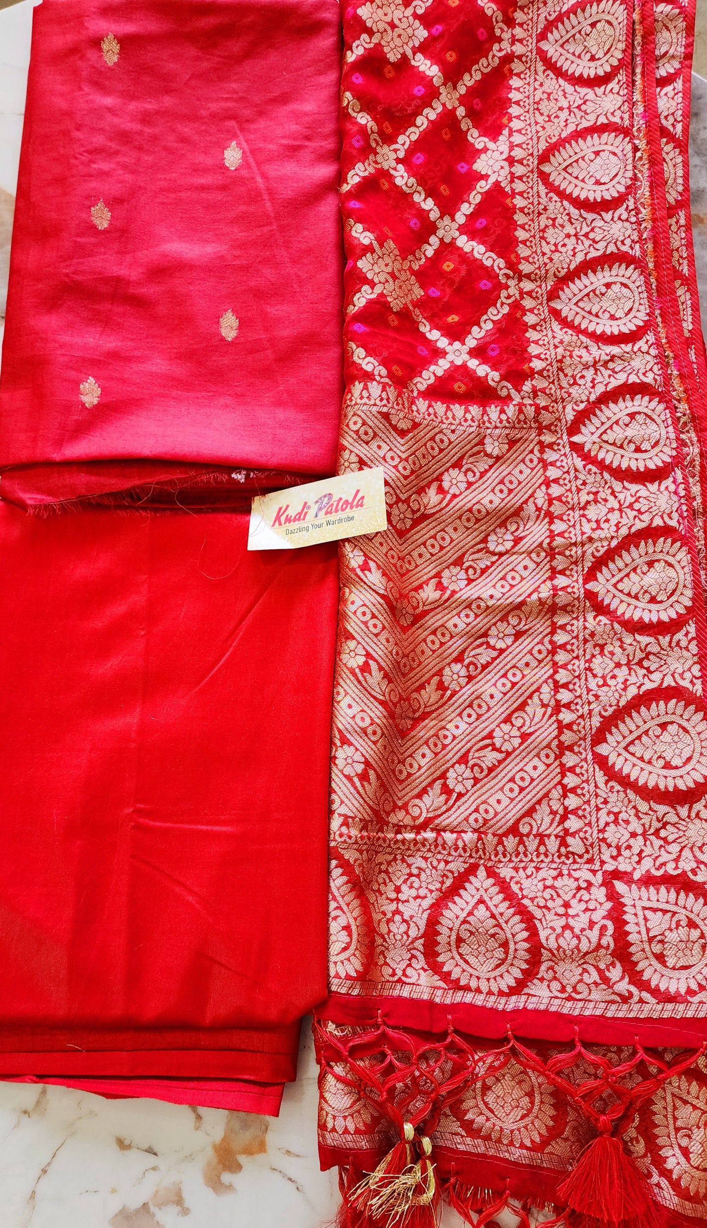Red Silk Kurta Set (Unstitched)