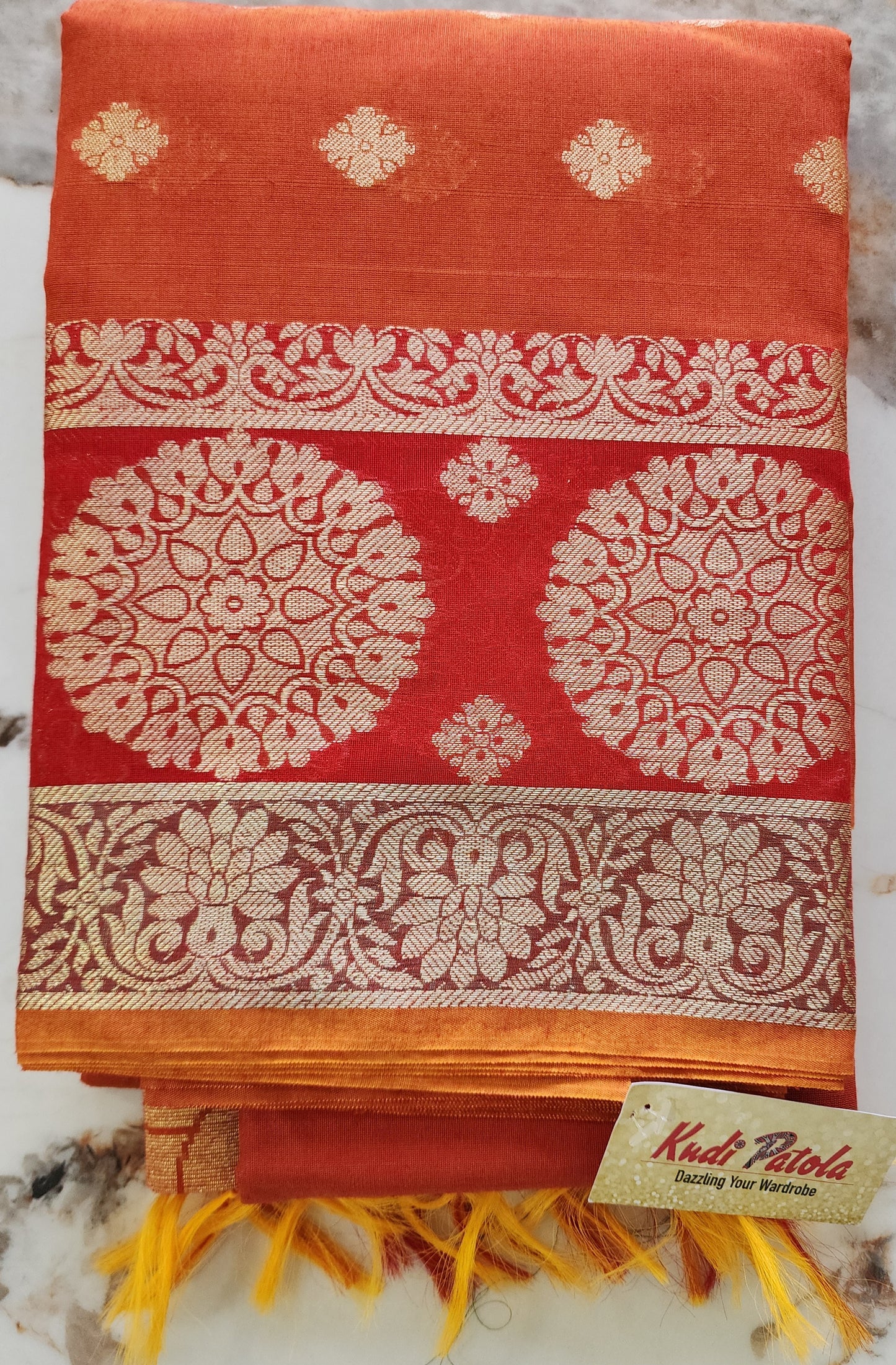 Rust Red Chanderi Kurta With Zari