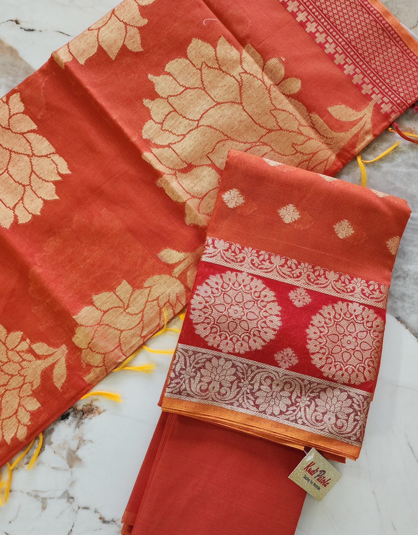 Rust Red Chanderi Kurta With Zari