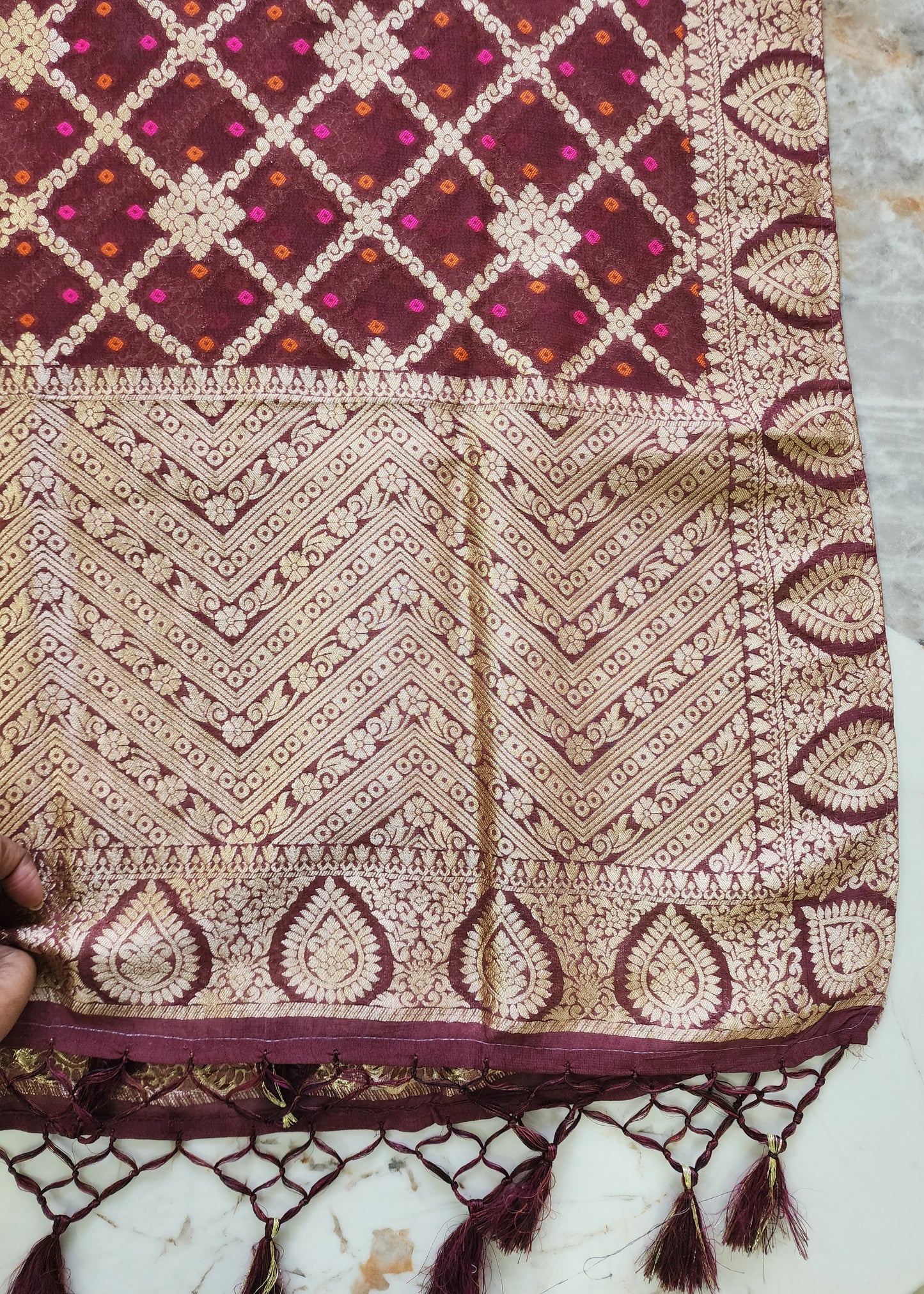 Maroon Banarasi Silk Kurta Set For Women
