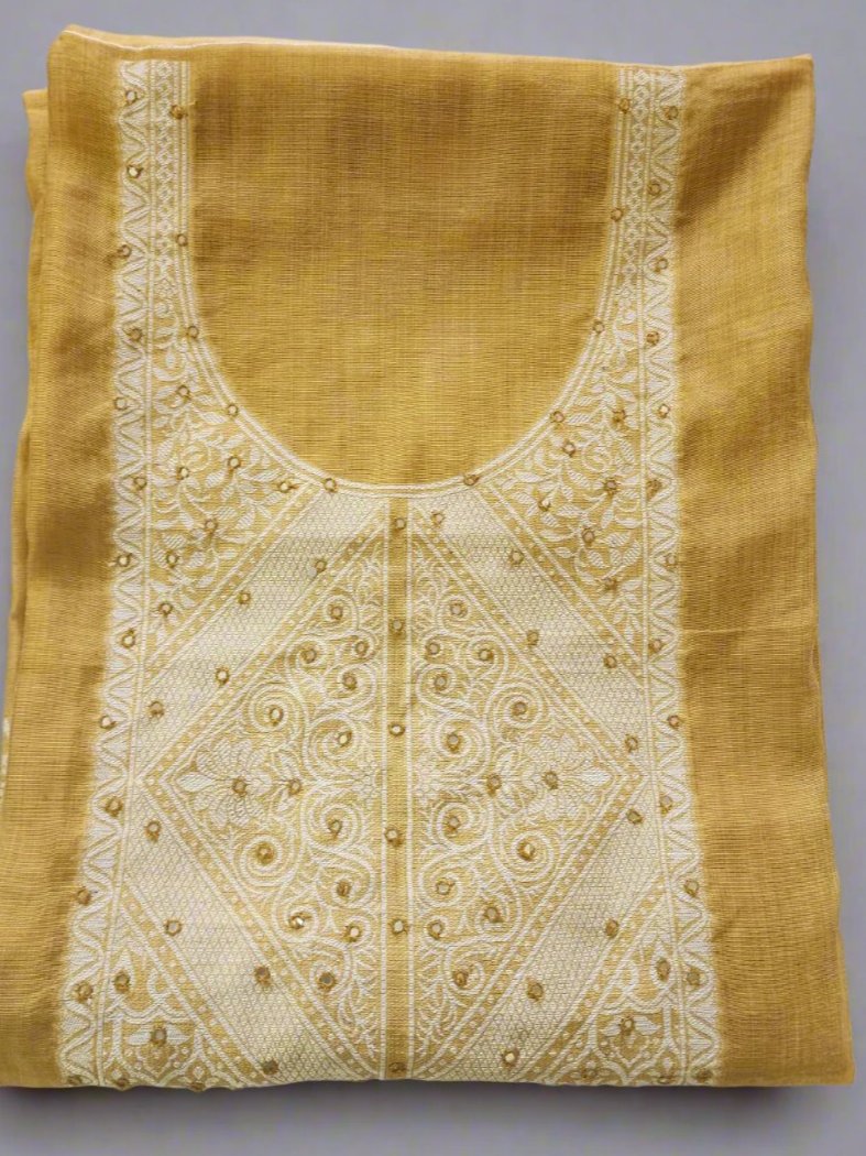 Mustard Jamdaani Kurta Set With Dupatta
