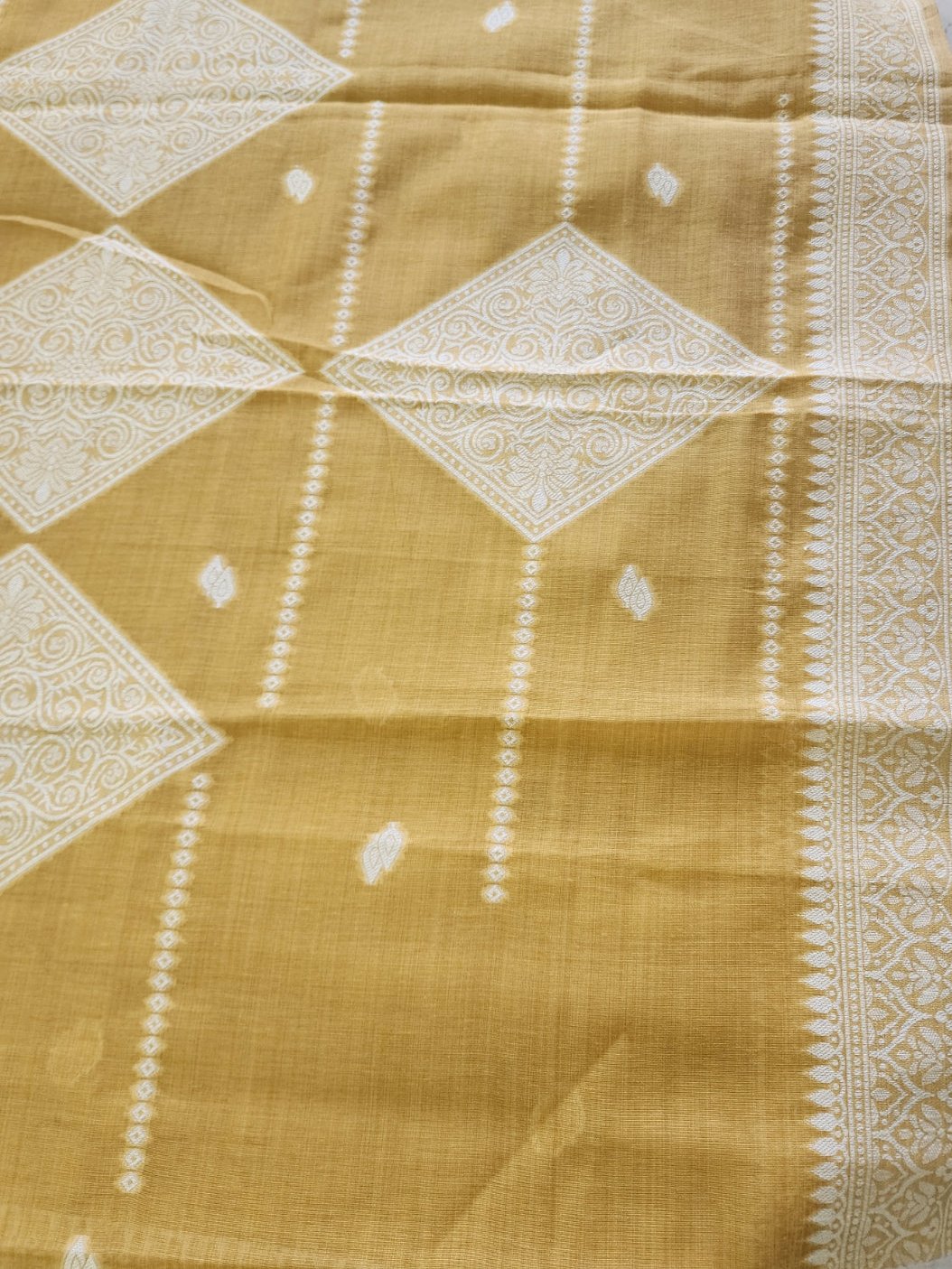 Mustard Jamdaani Kurta Set With Dupatta