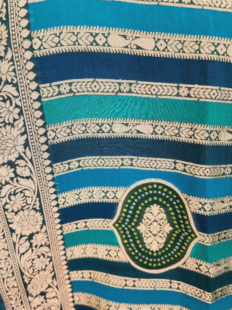 Teal/Turquoise Zari Woven Dupatta in Khaddi Georgette