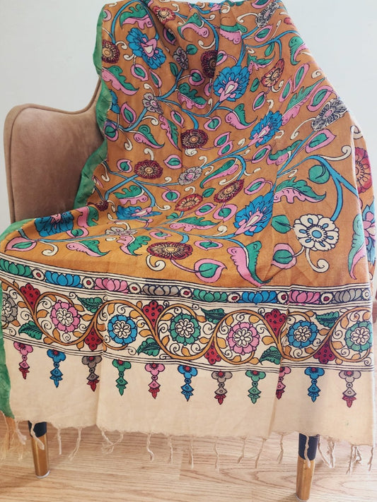 Hand painted Kalamkari Cotton Dupatta