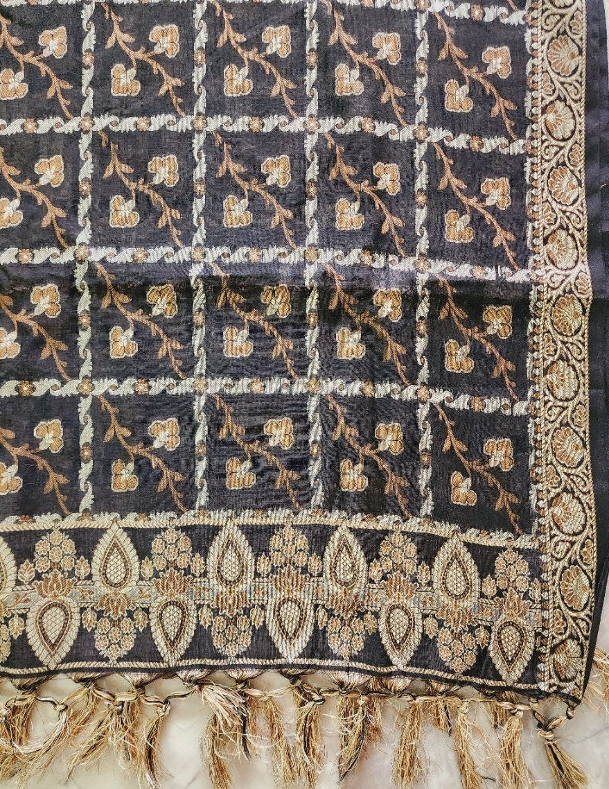 Black Banarasi Cotton Kurta Set