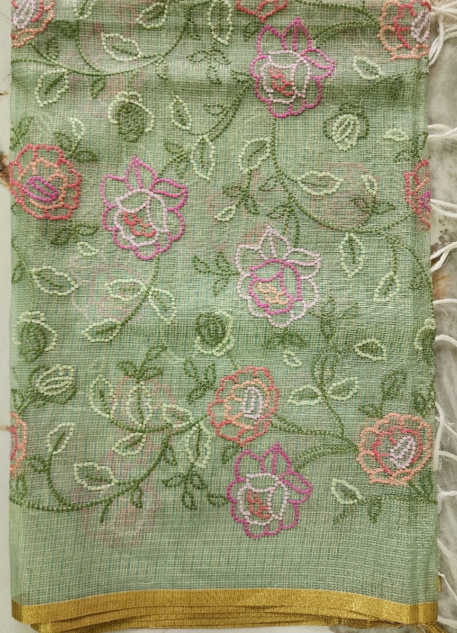 Green Kota Tissue Kurta Set with Shirt and Dupatta