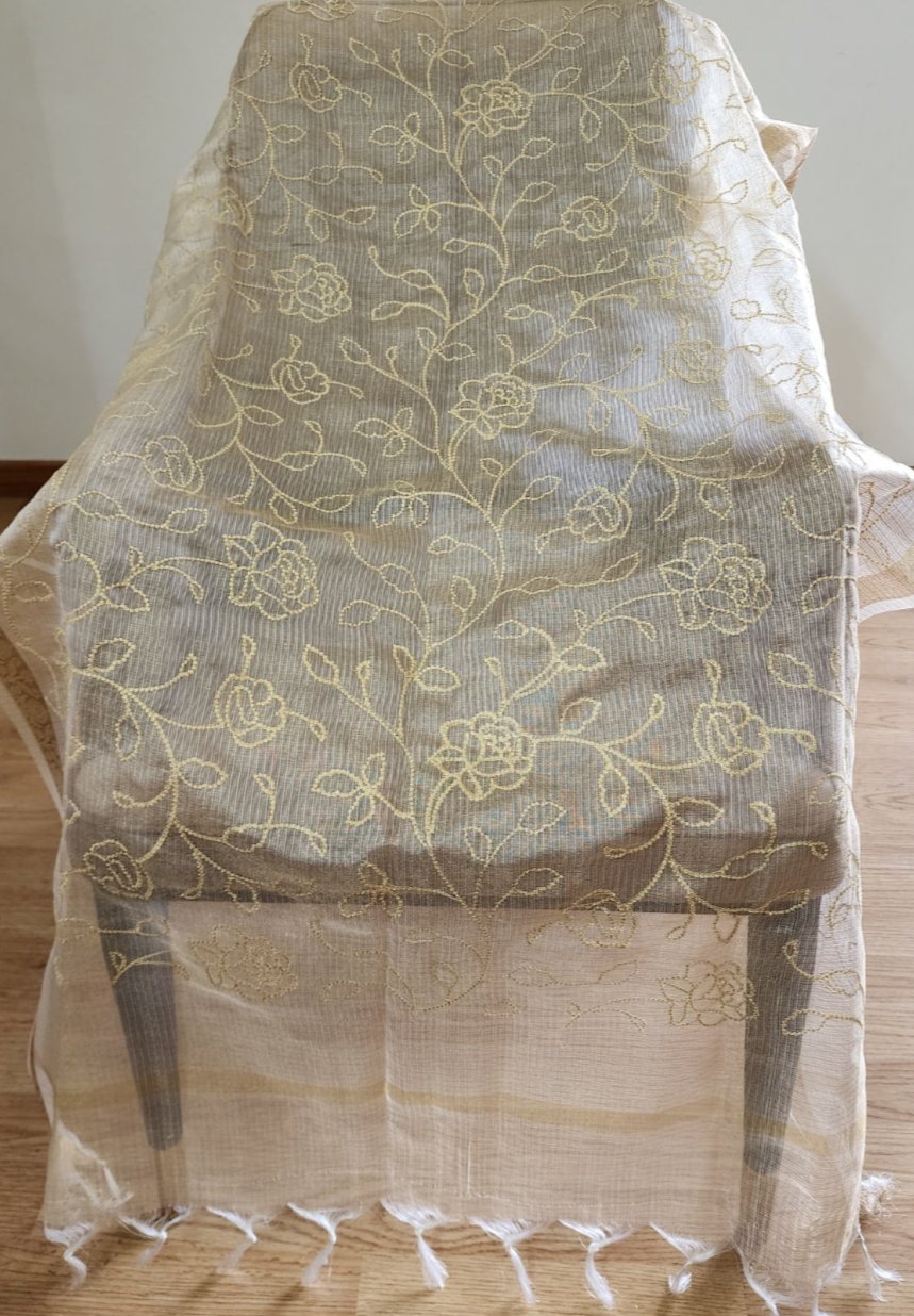 Offwhite Gold Kota Tissue Dupatta