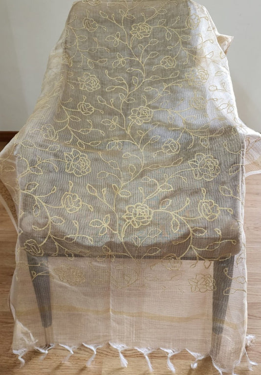Offwhite Gold Kota Tissue Dupatta
