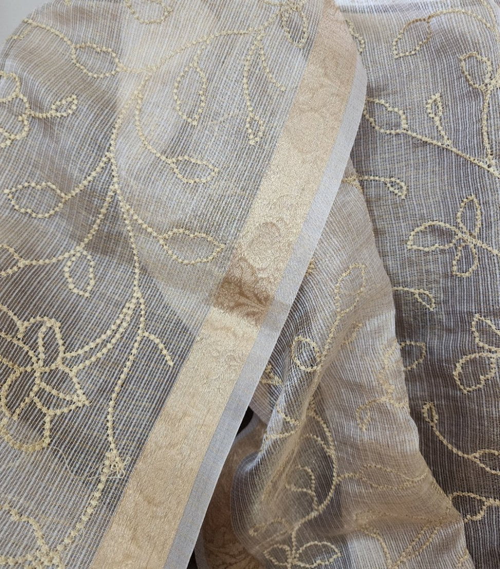 Offwhite Gold Kota Tissue Dupatta