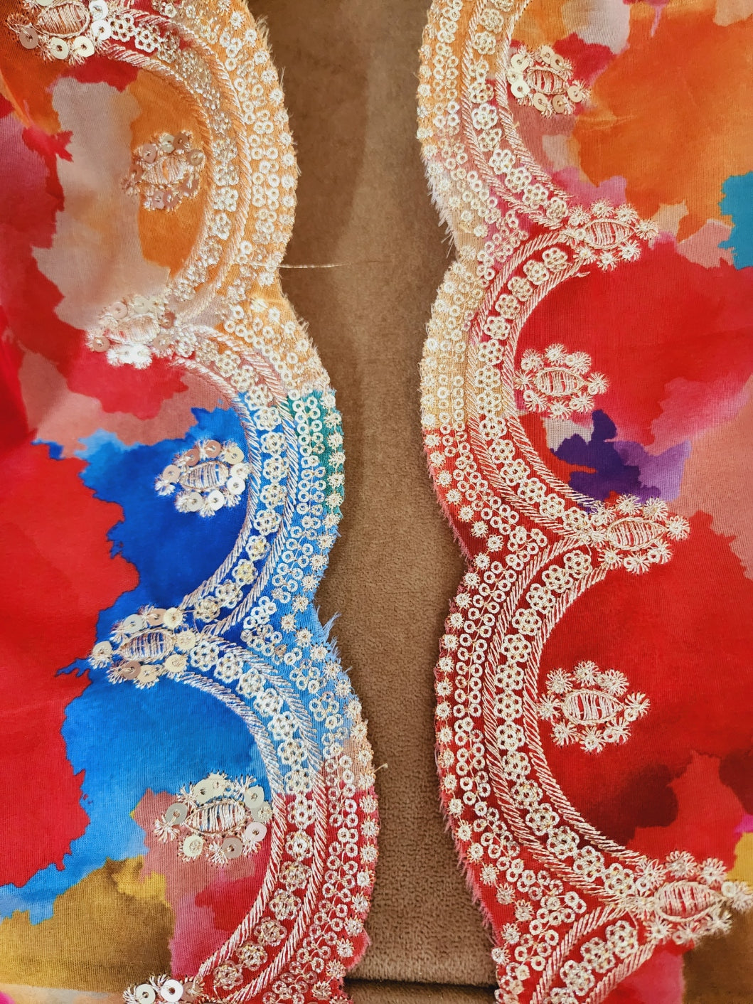 Multi Color Organza Dupatta With Golden Border