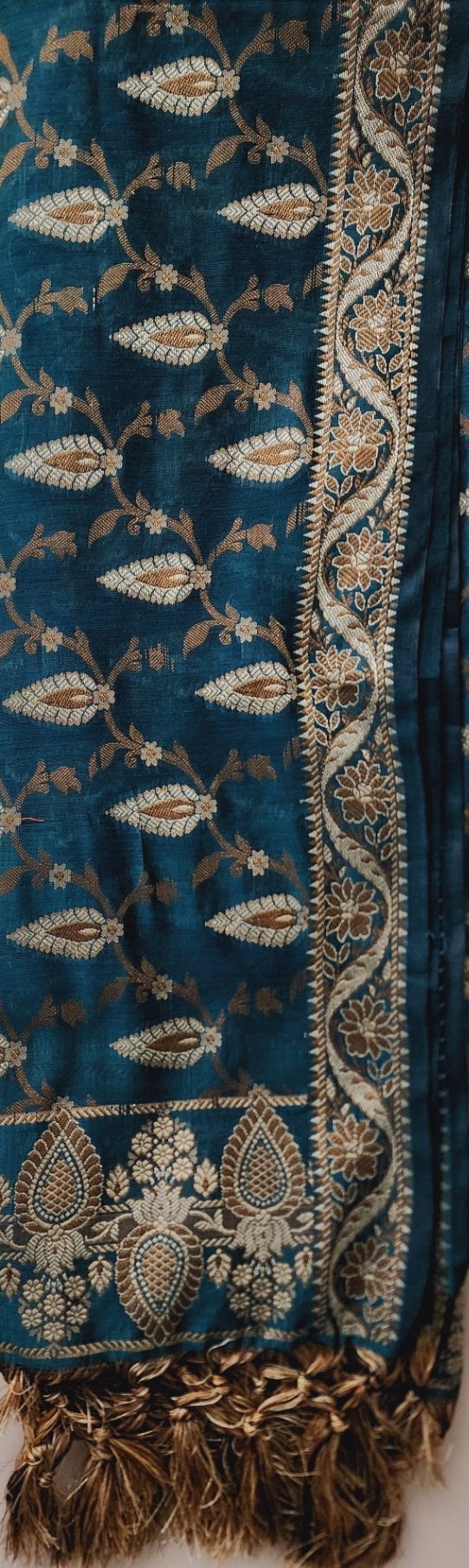 Teal Banarasi Cotton Kurta Set