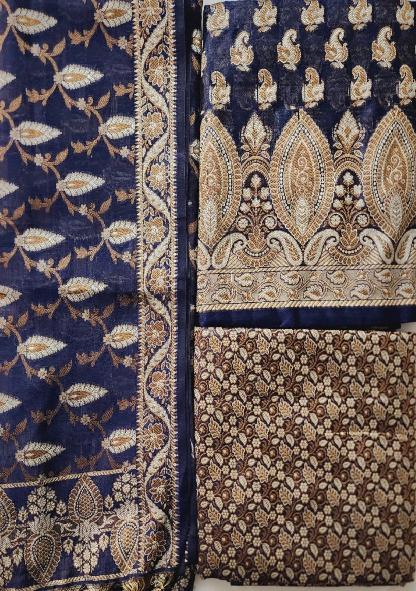 Blue Banarasi Cotton Kurta Set