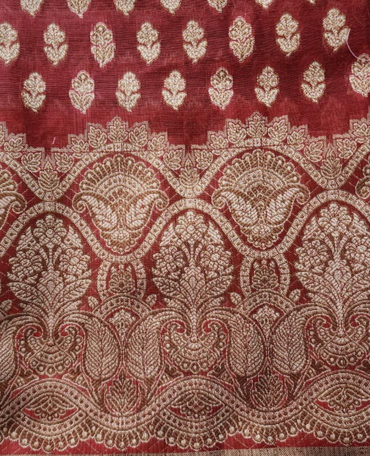 Red Banarasi Cotton Kurta Set