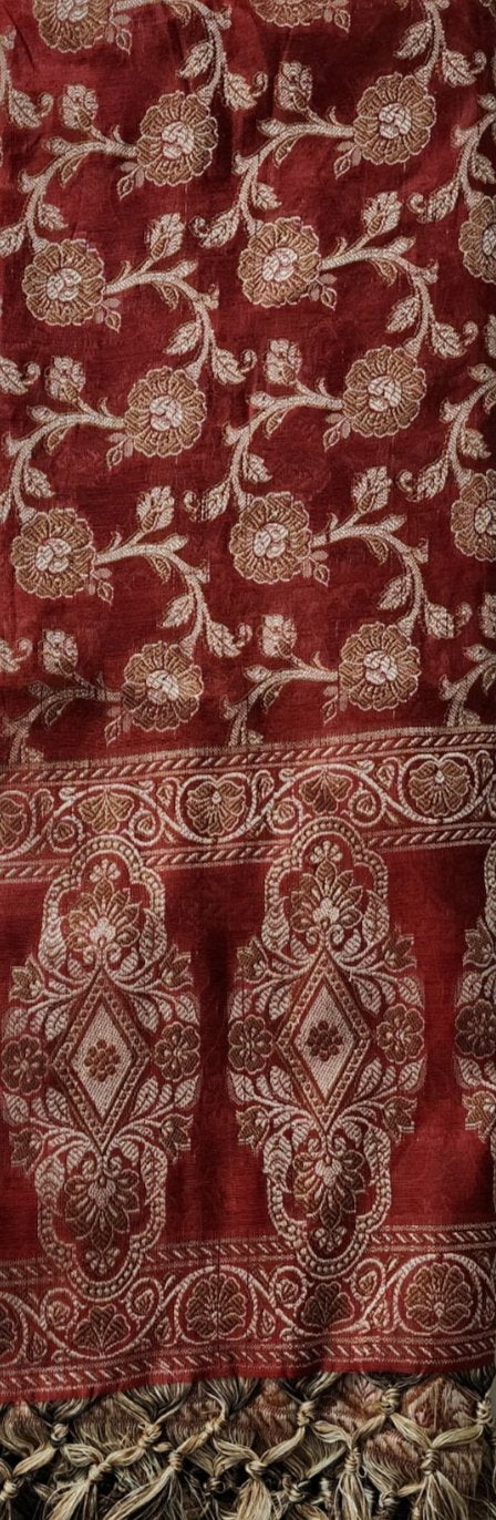 Red Banarasi Cotton Kurta Set