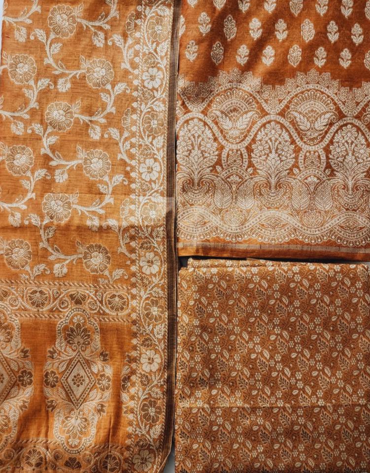 Mustard Yellow Banarasi Cotton Kurta Set