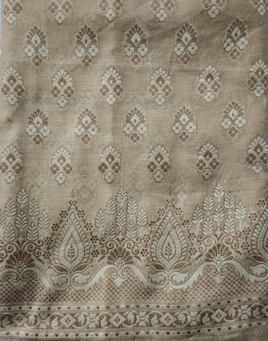 Beige With Brown Banarasi Cotton Kurta Set