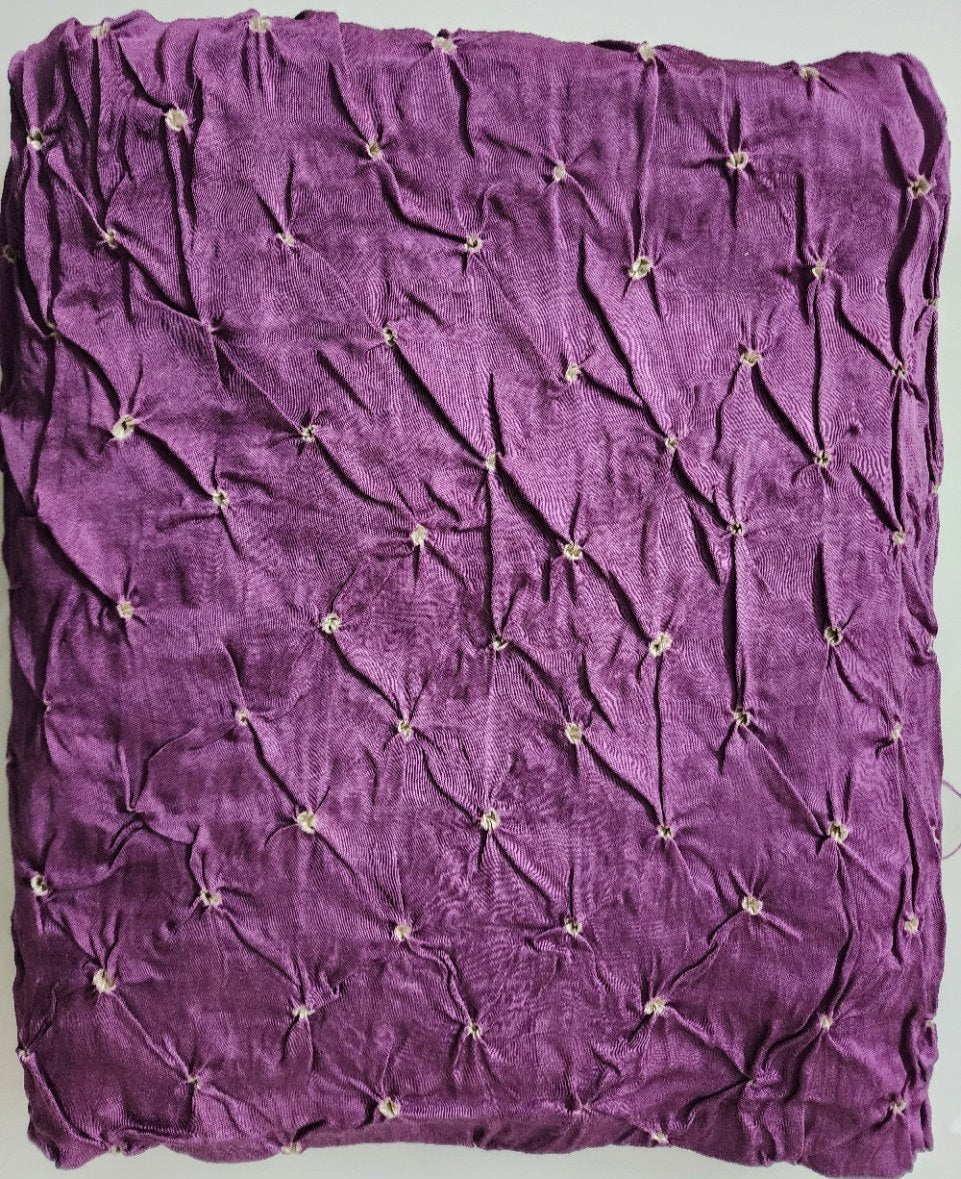 Green & Purple Ajrak Bandhani Kurta Set in Modal Silk