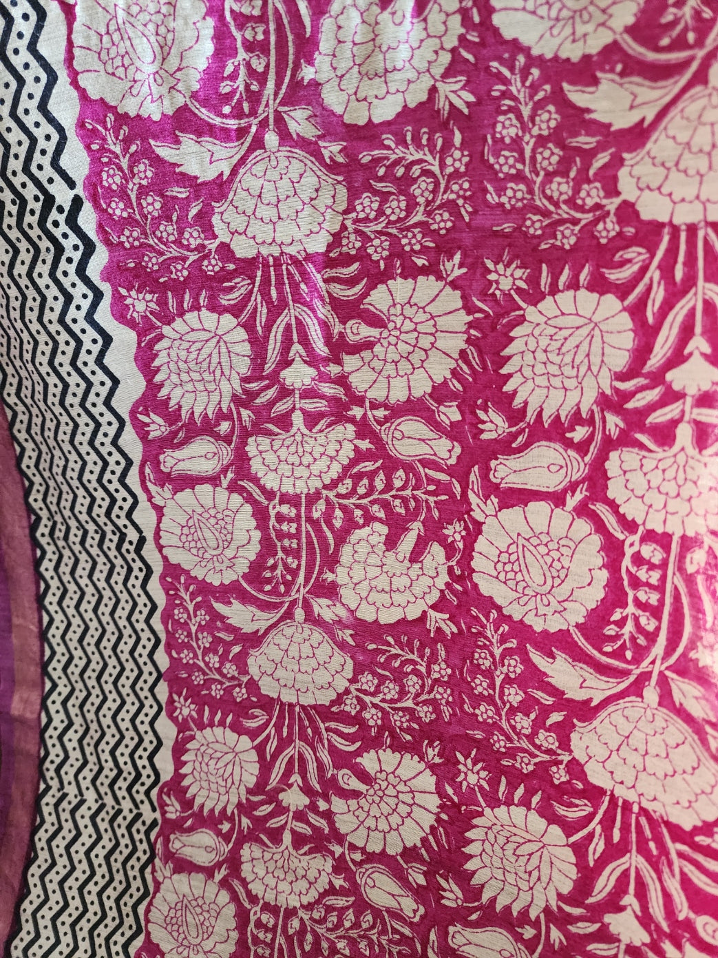 Purple Handblocked Printed Pure Silk Dupatta
