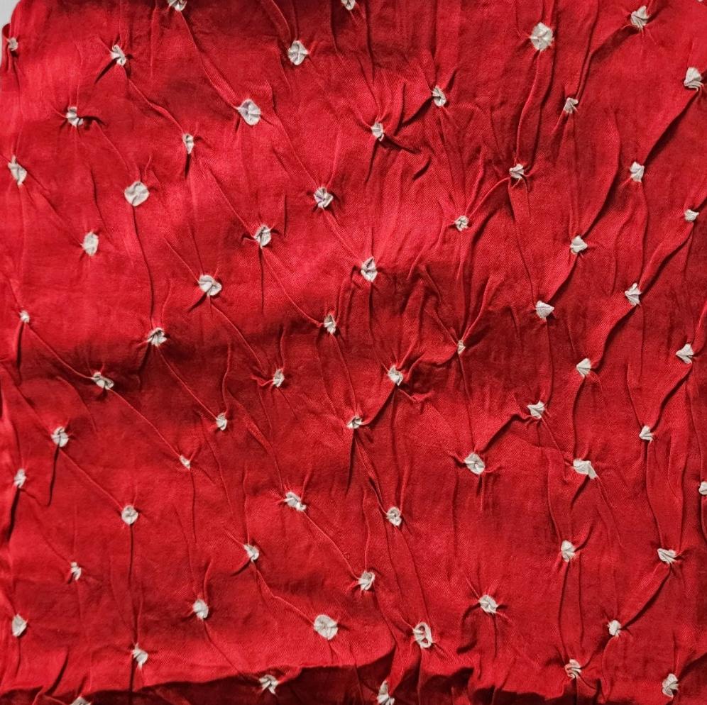Red & Multicolor Kalamkari Bandhani Kurta Set in Modal Silk