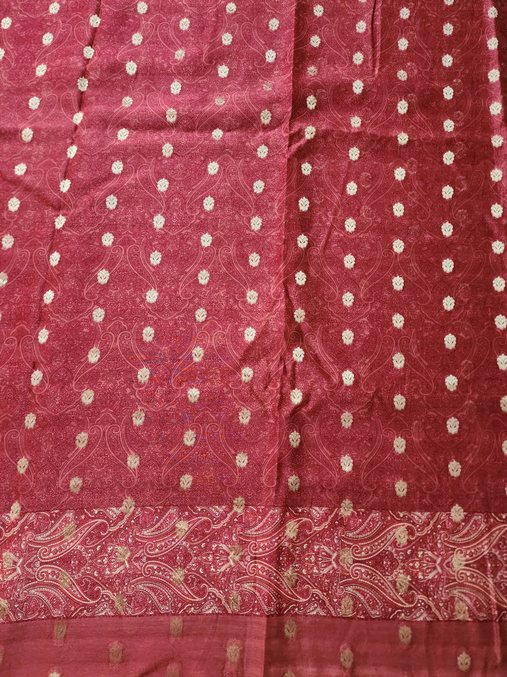Maroon Red Munga Silk Kurta Set With Zari Buta