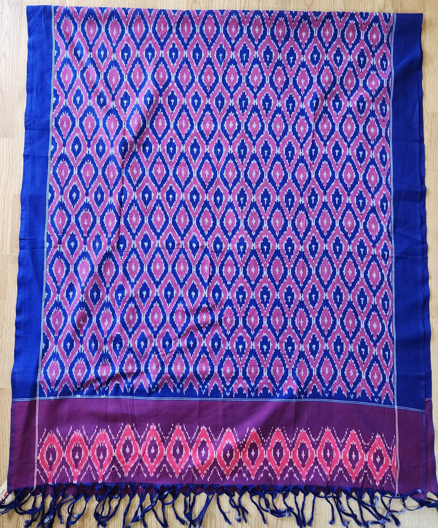Purple & Pink Ikat Cotton Dupatta