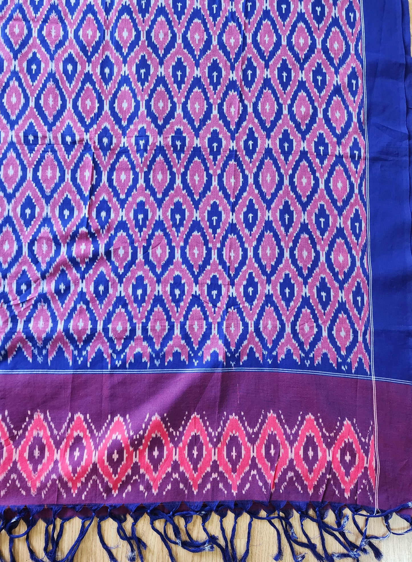 Purple & Pink Ikat Cotton Dupatta