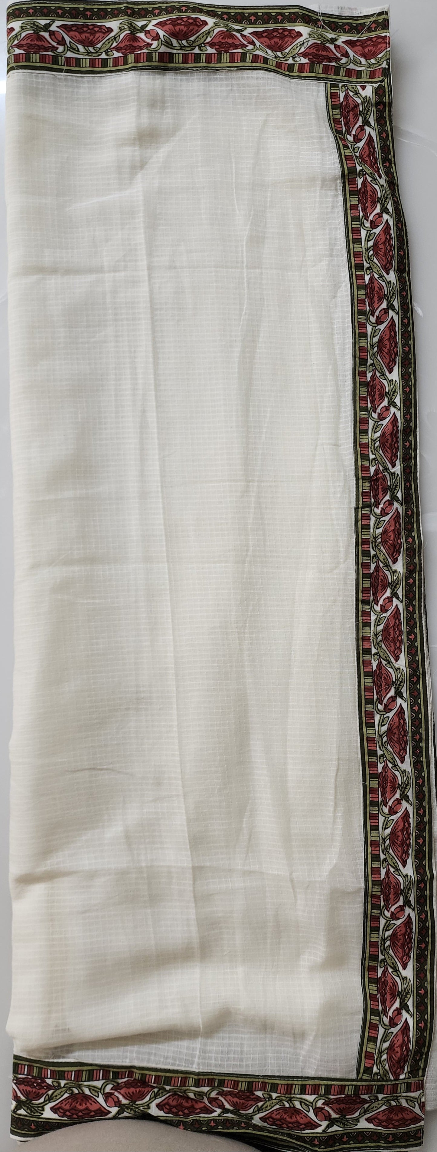 Offwhite & Rust Kilol Print Cotton Kurta Set With Mul Cotton Dupatta