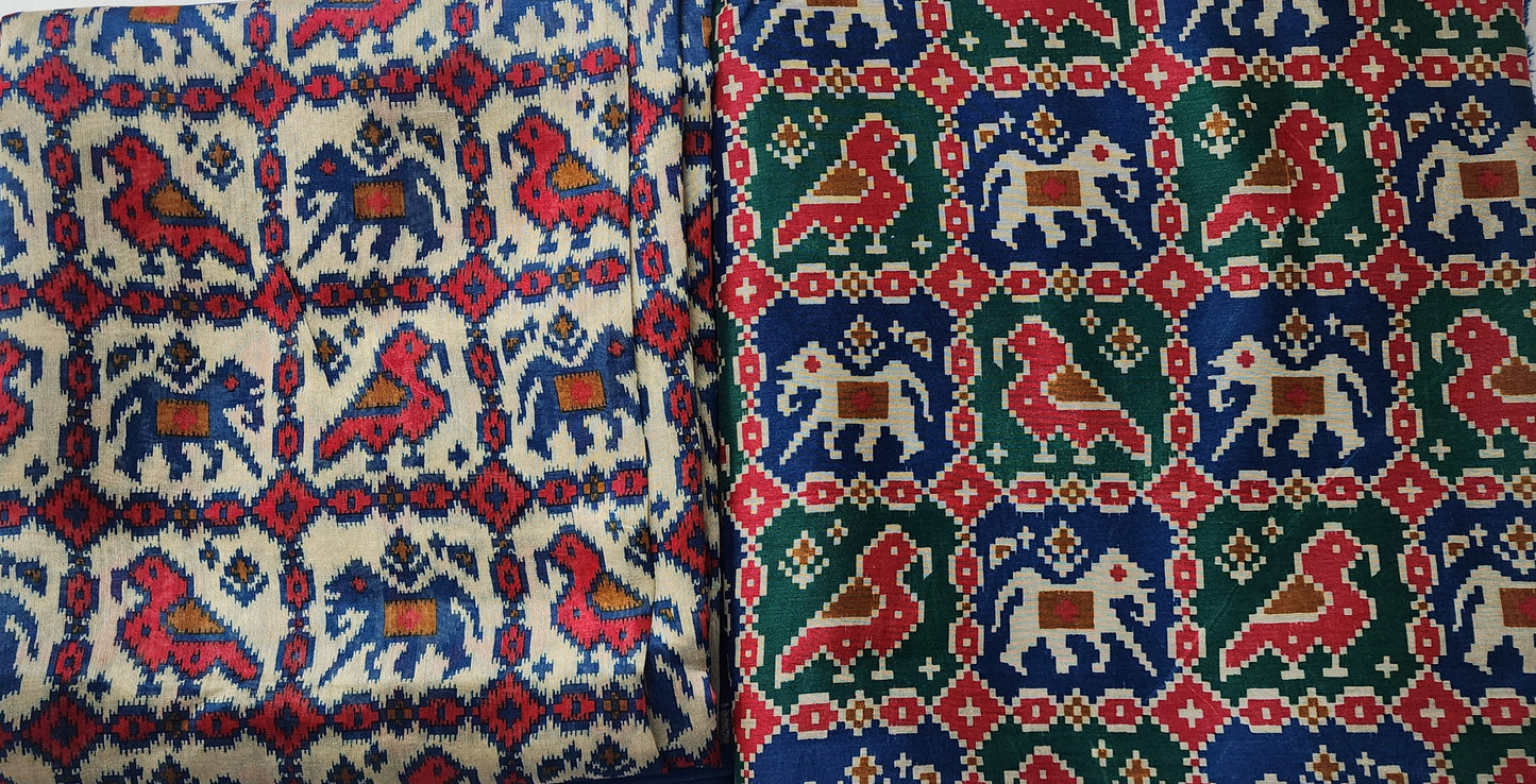 Blue Patola Maheshwari Kurta Set with Dupatta & Bottom
