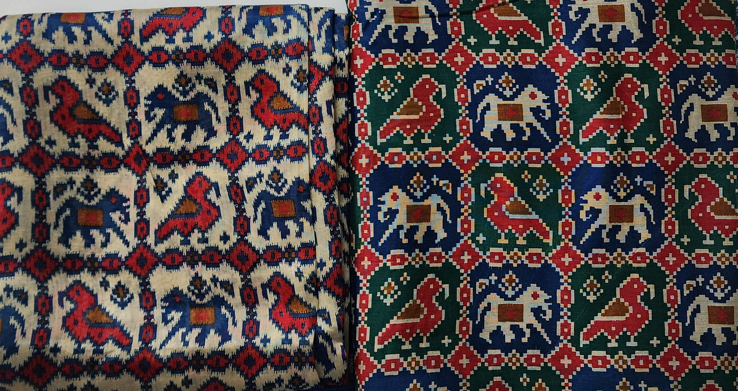Blue Patola Maheshwari Kurta Set with Dupatta & Bottom