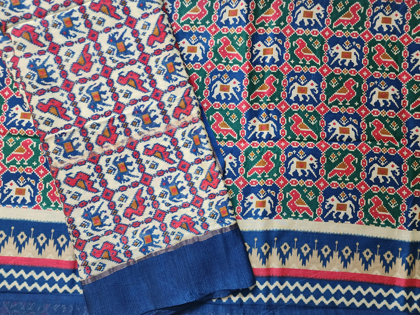 Blue Patola Maheshwari Kurta Set with Dupatta & Bottom