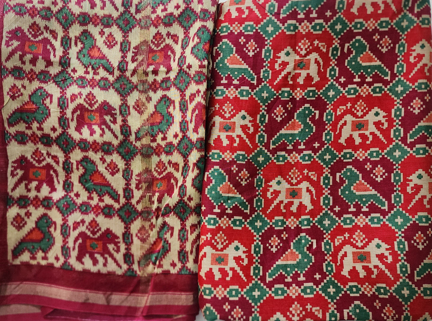 Dark Pink Patola Maheshwari Kurta Set with Dupatta & Bottom