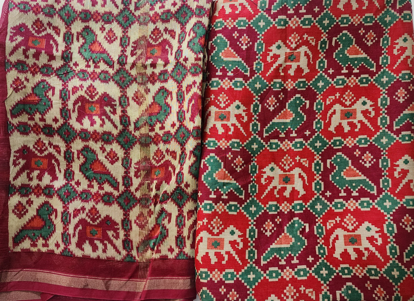 Dark Pink Patola Maheshwari Kurta Set with Dupatta & Bottom