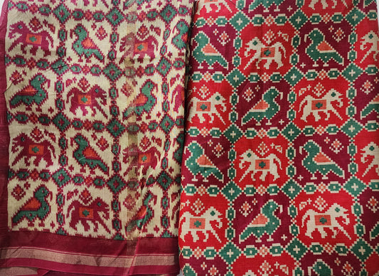Dark Pink Patola Maheshwari Kurta Set with Dupatta & Bottom