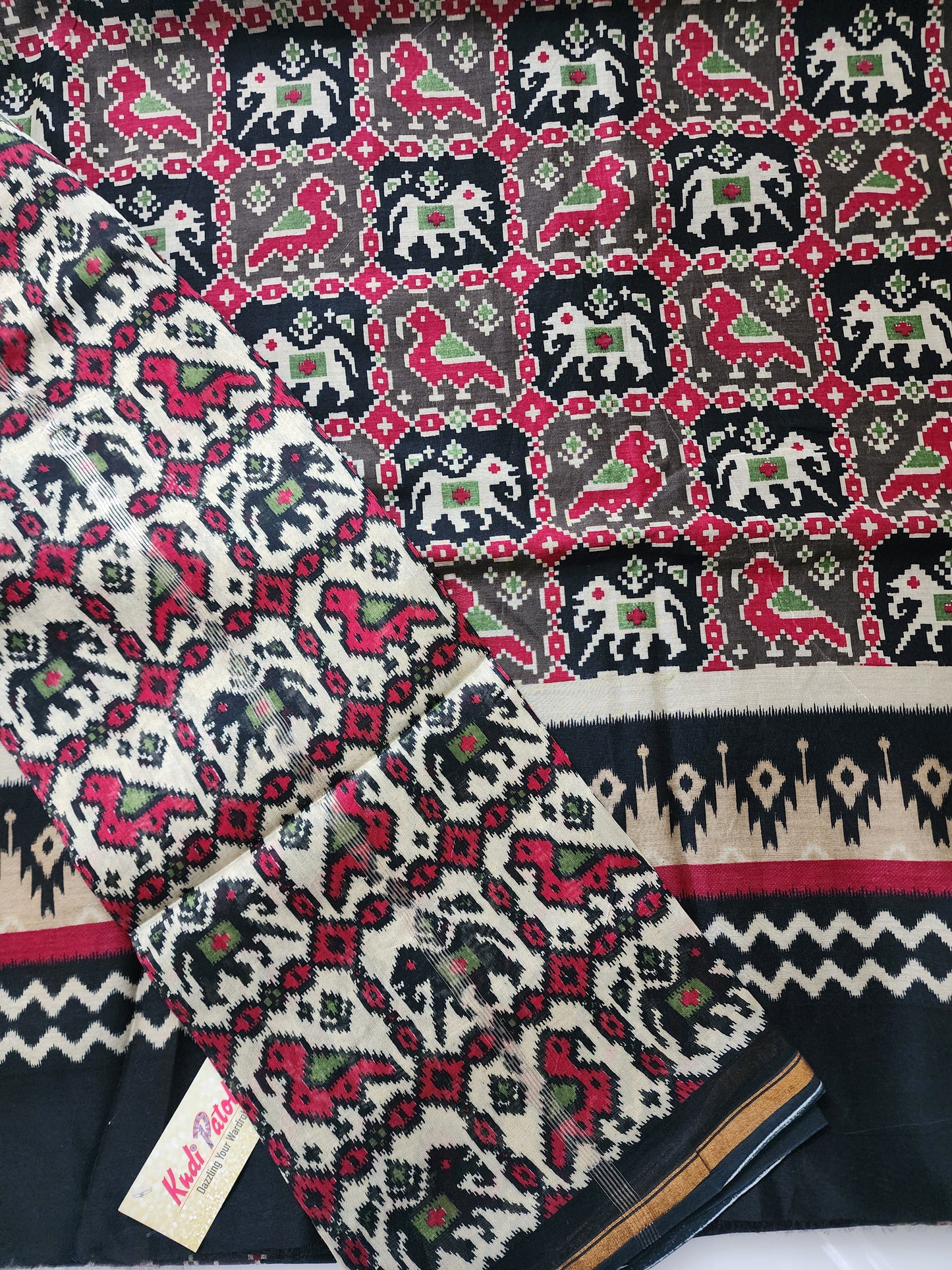 Black Patola Maheshwari Kurta Set with Dupatta & Bottom