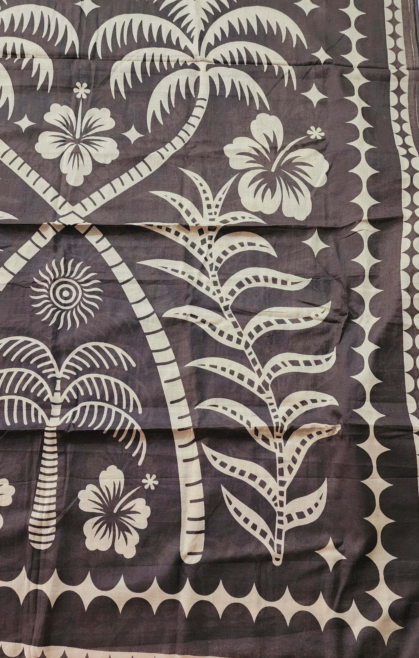 Brown Mirror Work Cotton Printed Kurta Set With Mul Cotton Dupatta & Printed Cotton Bottom