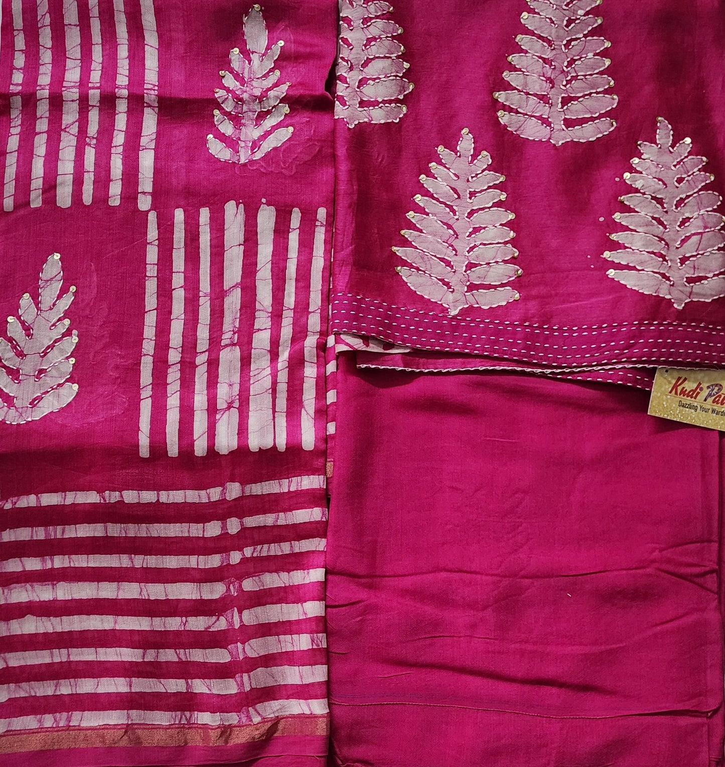 Magenta Baatik Premium Cotton Silk Kurta & Dupatta with Shantoon Bottom