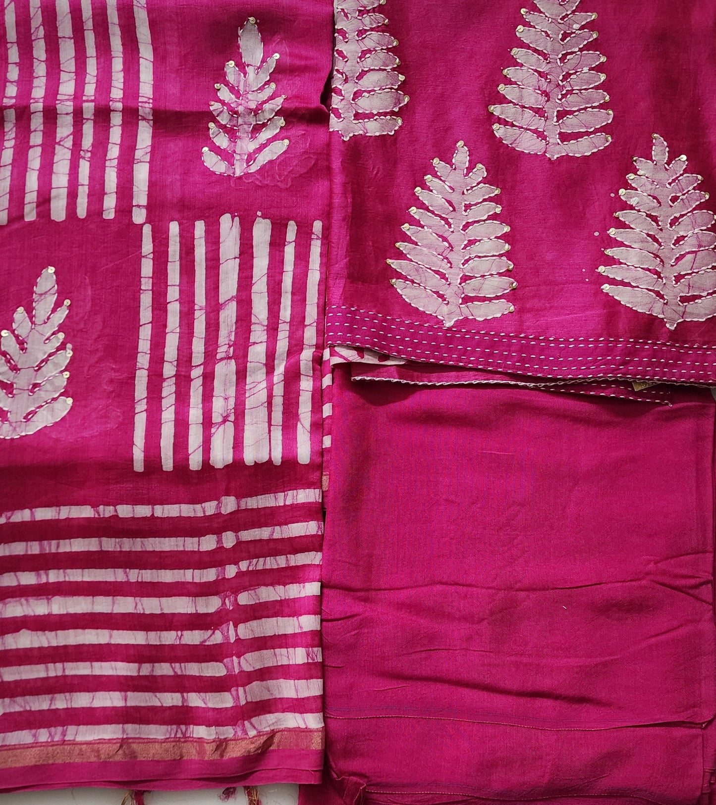 Magenta Baatik Premium Cotton Silk Kurta & Dupatta with Shantoon Bottom
