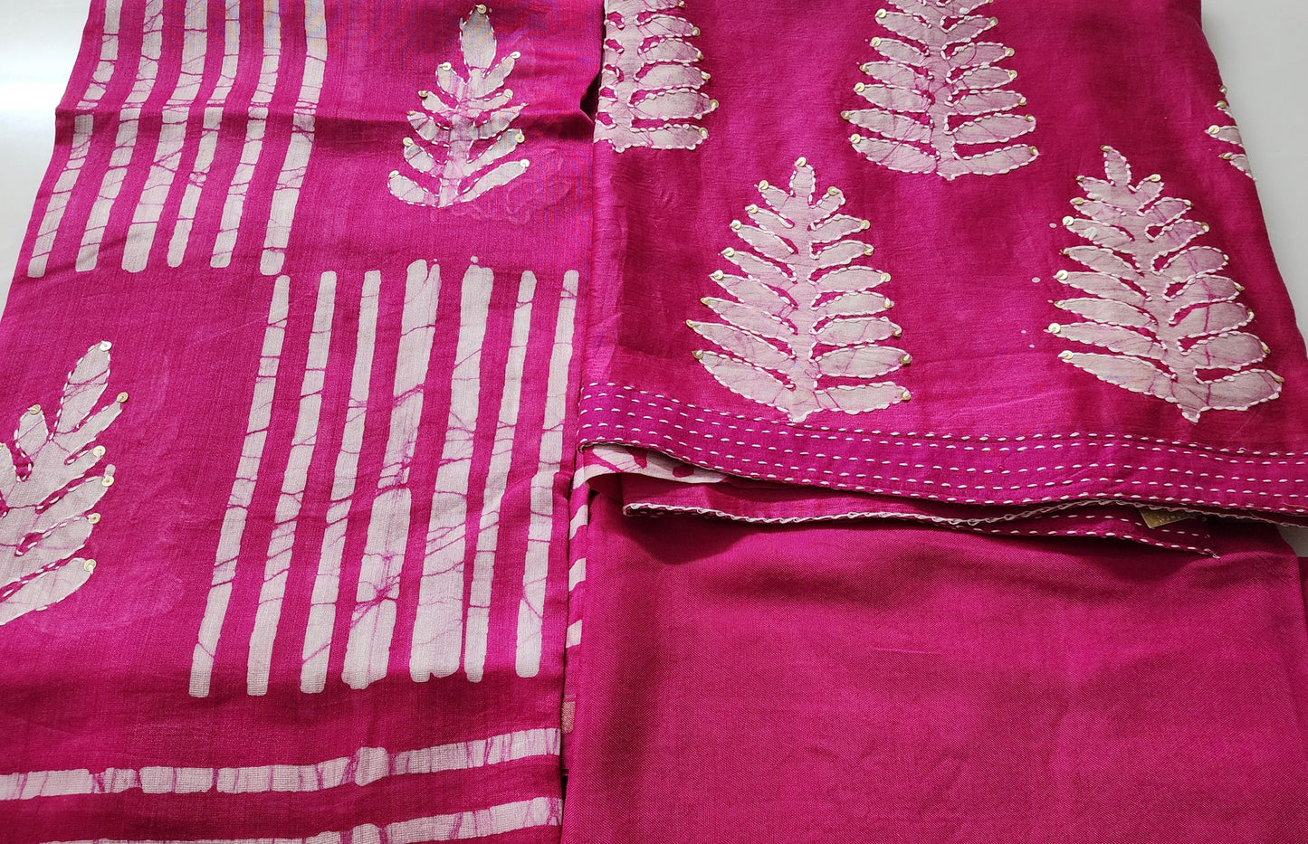 Magenta Baatik Premium Cotton Silk Kurta & Dupatta with Shantoon Bottom
