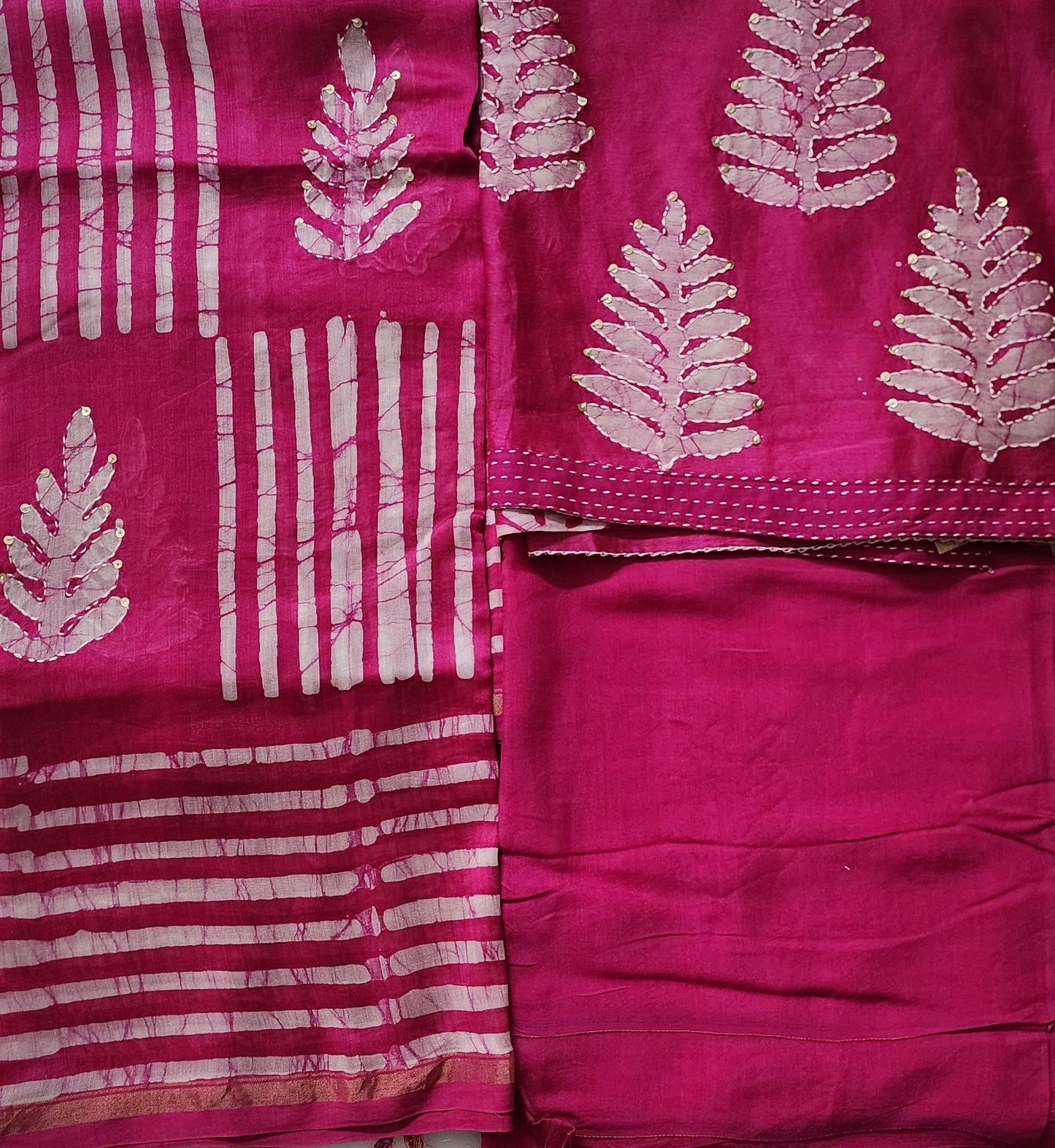 Magenta Baatik Premium Cotton Silk Kurta & Dupatta with Shantoon Bottom