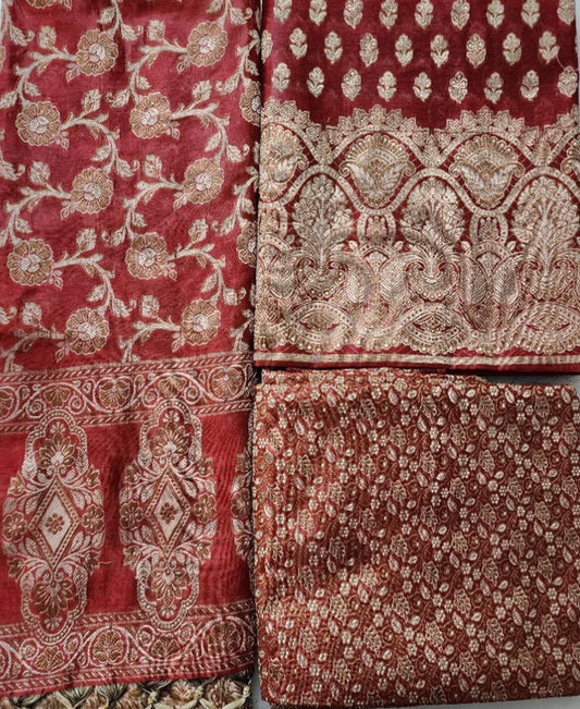 Red Banarasi Cotton Kurta Set