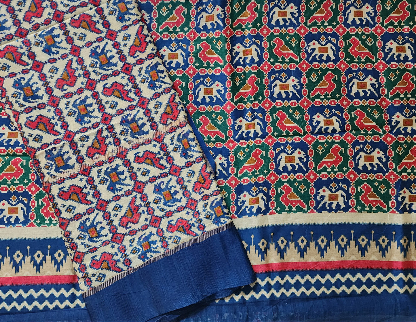 Blue Patola Maheshwari Kurta Set with Dupatta & Bottom