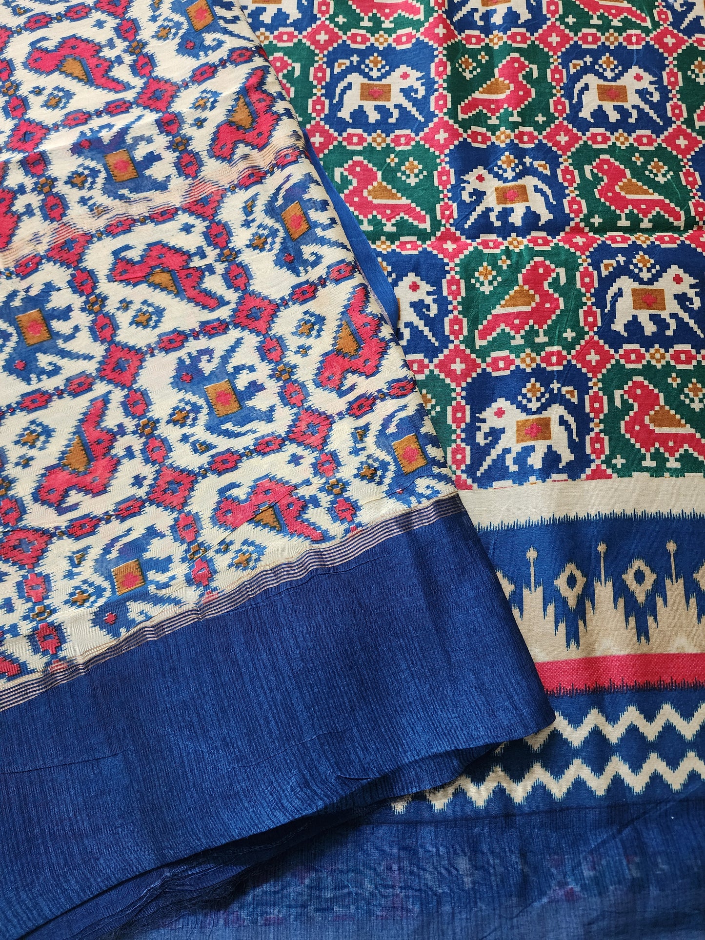 Blue Patola Maheshwari Kurta Set with Dupatta & Bottom